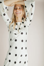 The Georgie Satin Dot Maxi Dress in Cream