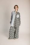 The Giffin Floral Jacquard Wide Leg Pant in Black + Grey