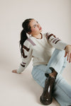 The Waymer Striped Half Zip Sweater in Cream Multi