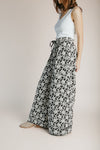 The Giffin Floral Jacquard Wide Leg Pant in Black + Grey