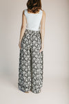 The Giffin Floral Jacquard Wide Leg Pant in Black + Grey