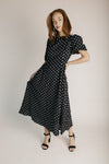 The Kirwan Polka Dot Midi Dress in Black + White