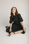 The Kirwan Polka Dot Midi Dress in Black + White
