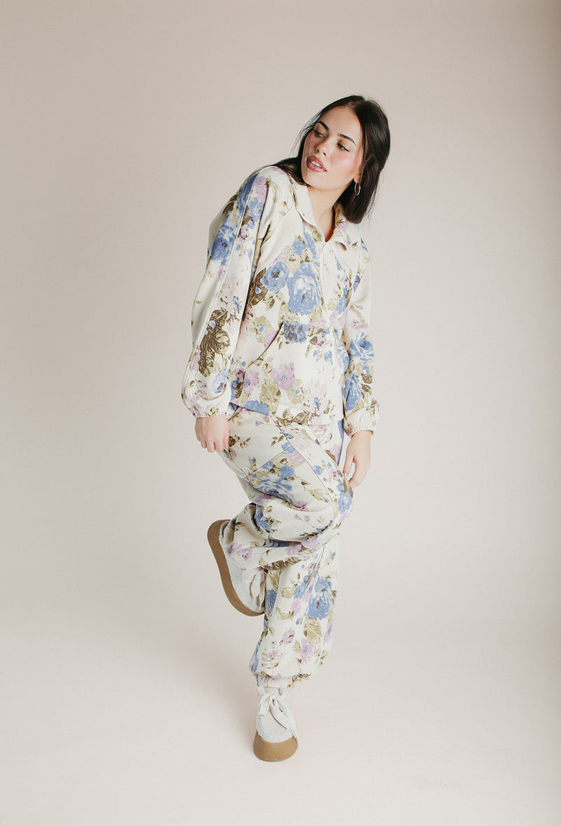 The Rue Floral Lounge Set in Beige