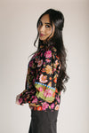 The Carter Mixed Print Blouse in Black Floral Multi