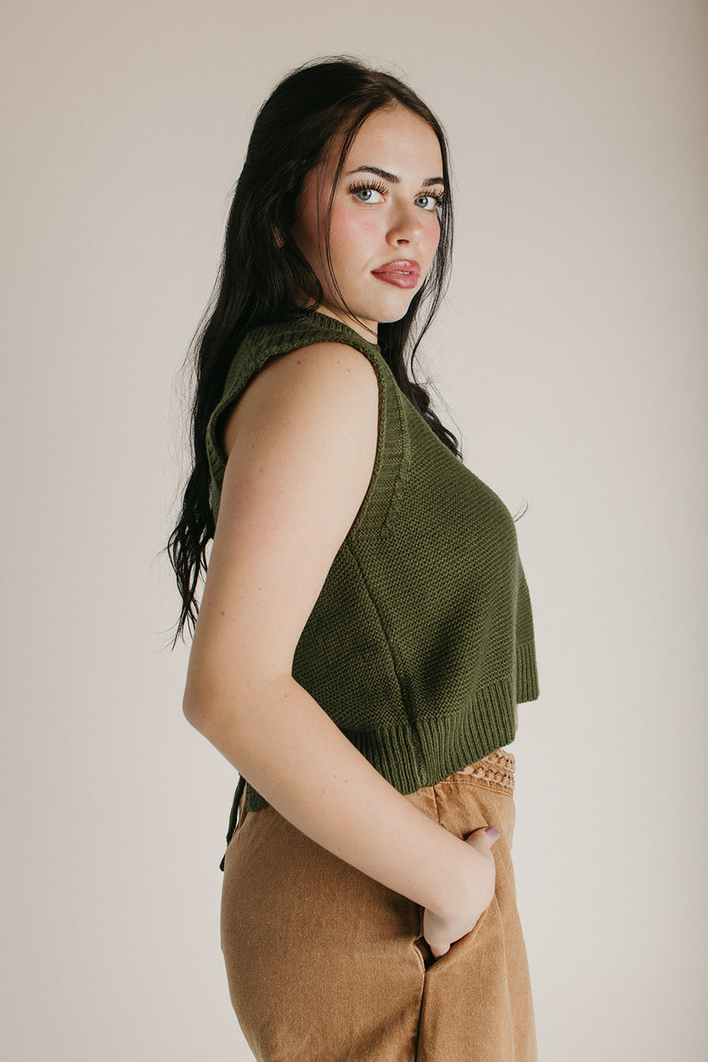 The Deann Knit Vest in Olive