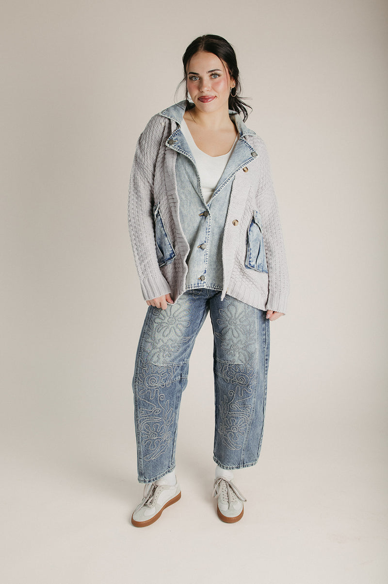 The Roberg Layered Jacket in Grey + Denim