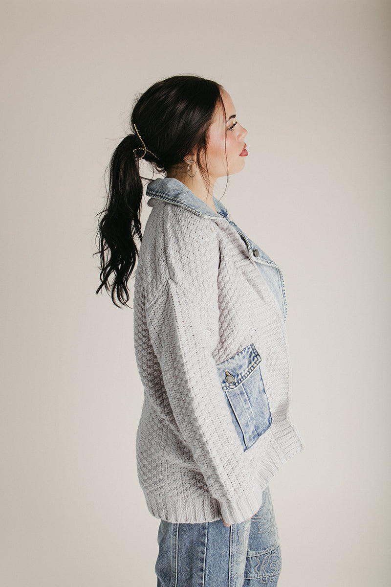 The Roberg Layered Jacket in Grey + Denim