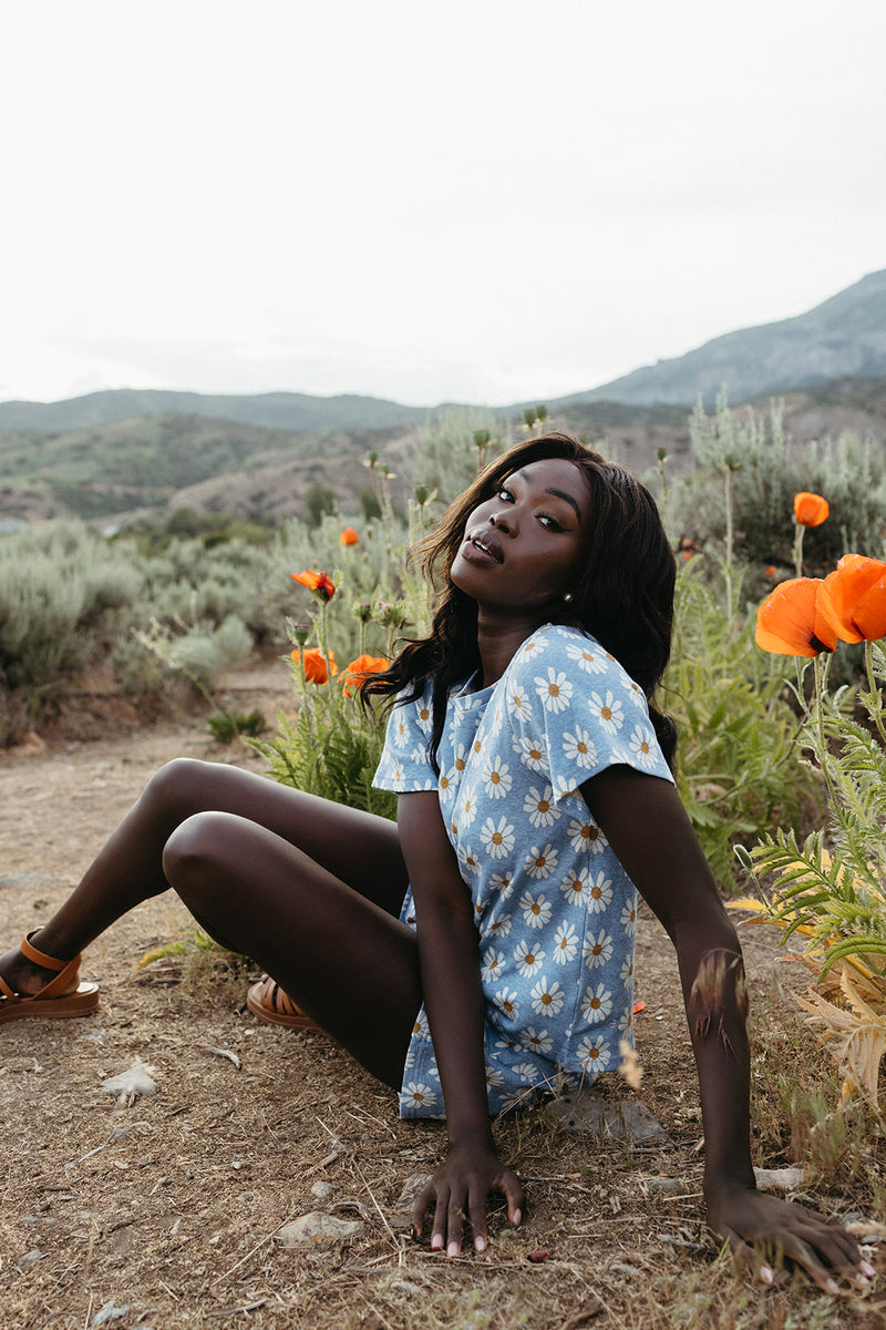 The Lance Sunflower Print Blouse in Blue