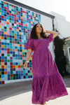 The Tandie Eyelet Detail Midi Dress in Magenta