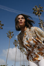 The Silverado Embroidered Blouse in Mustard Floral