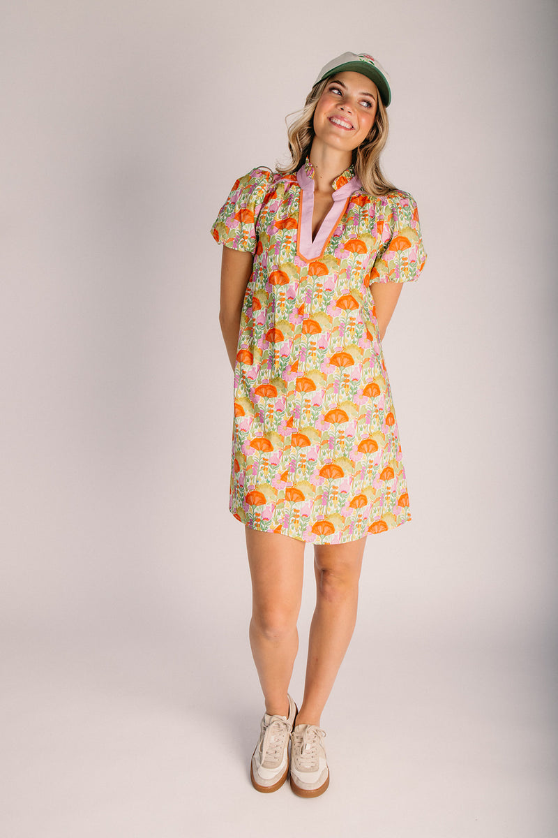 The Rosalind Notch Neck Floral Dress in Orange Mix – Piper & Scoot