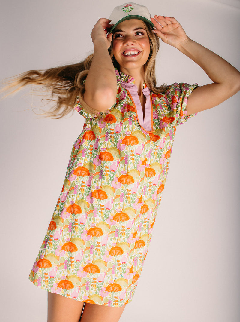 The Rosalind Notch Neck Floral Dress in Orange Mix – Piper & Scoot