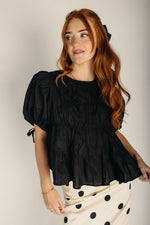 The Murnan Shirring Puff Sleeve Blouse in Black – Piper & Scoot