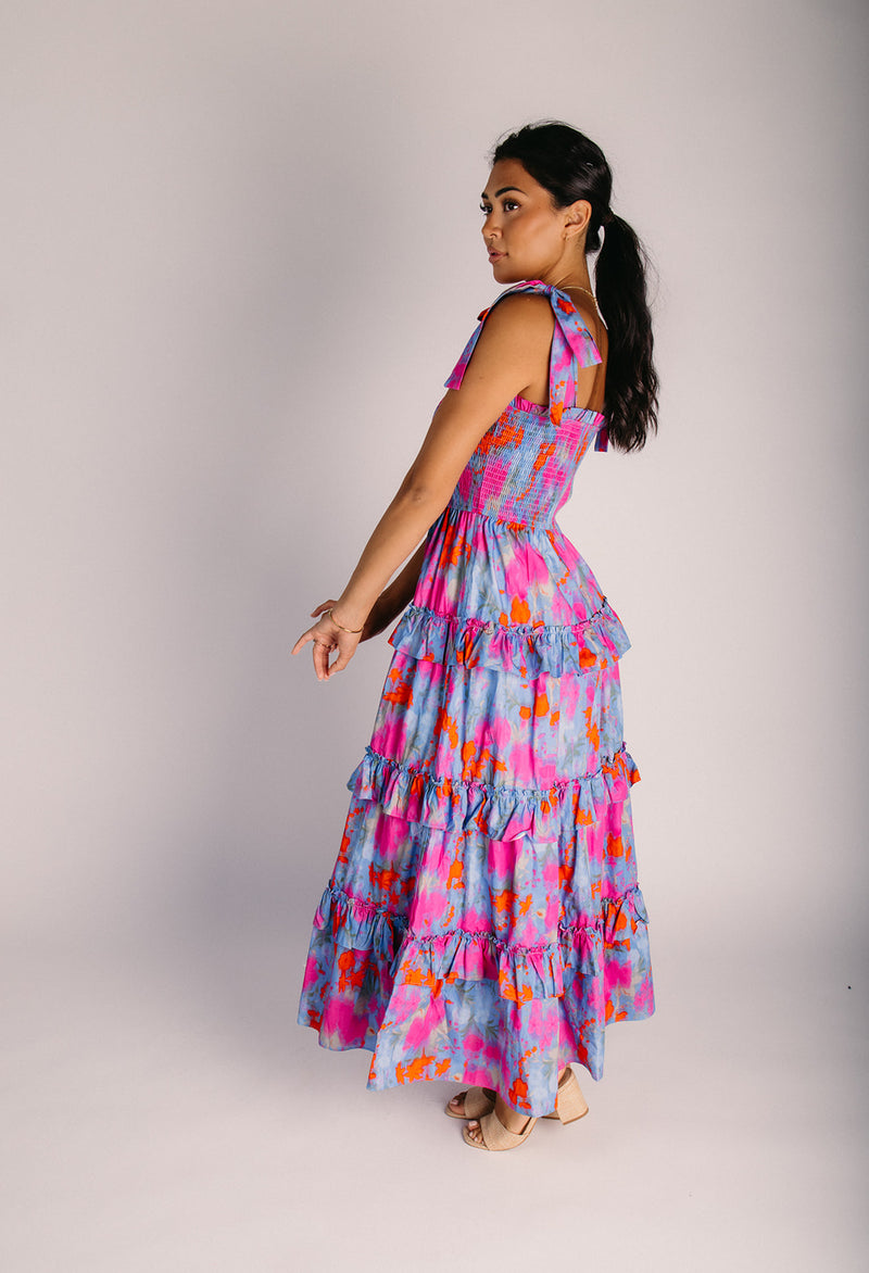 The Britton Floral Tank Dress in Dusty Blue Multi – Piper & Scoot