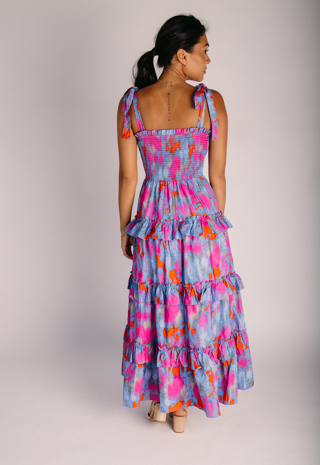 floral tank maxi dress Josie Floral Maxi Dress Ivory/Dusty Coral / XS