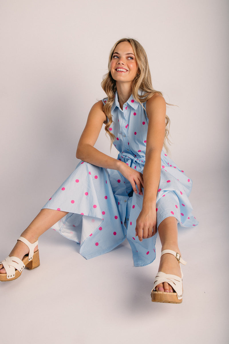 blue and pink polka dot dress Yours London Women's Plus Size Navy Blue Polka & Pink Dot Knot Dress Size 22-24