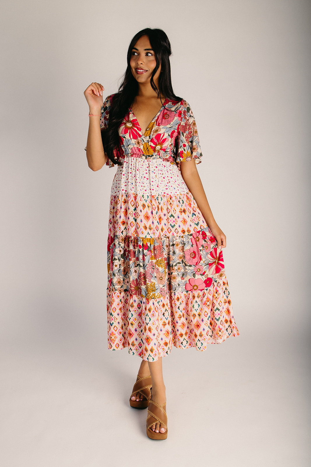 smocked tank midi dress The Paris Smocked Floral Tank Midi Dress medium / Pink