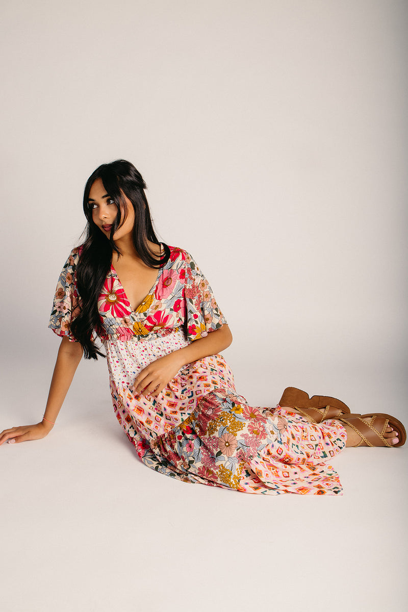 The Marlina Floral Midi Dress in Rose – Piper & Scoot
