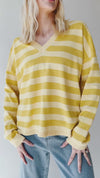 The Linda Striped Lightweight Sweater in Lemon