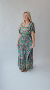 The Wedron Square Neck Maxi Dress in Emerald Floral