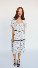 The Canton Floral Midi Dress in Ivory Multi