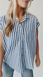 The Newton Button-Up Blouse in Blue