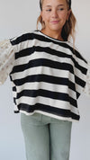 The Wadley Striped Blouse in Black + Ivory