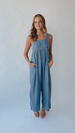 The Troyer Denim Wide Leg Overall in Blue