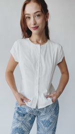 The Lazarus Lace Trim Button-Up Blouse in White