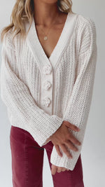 The Brandon Button-Up Cardigan in Powder Cream