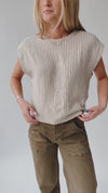 The Bethy Striped Linen Blouse in Beige