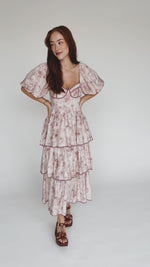 The Fossitt Tiered Floral Maxi Dress in Cocoa