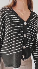 The Trudie Striped Cardigan in Black