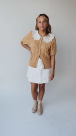 The Wren Lace Collared Sweater in Dijon