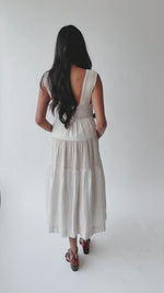 The Winslet Striped Maxi Dress in Beige