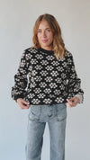 The Destry Floral Patterned Sweater in Black + Oatmeal