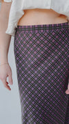 The Danzy Checkered Midi Skirt in Purple