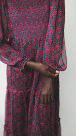 The Gustavo Floral Midi Dress in Berry