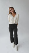 The Canova Stitch Detail Cardigan in Ivory + Black