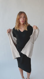 The Bamburg Waffle Cardigan in Warm Grey