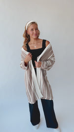 The Pardue Striped Cardigan in Cream + Mocha