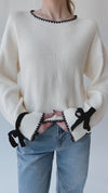 The Munafo Wrist Tie Sweater in Cream