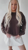 The Ranga Contrast Stitch Sweater in Chocolate