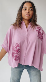 The Laila Dolman Sleeve Blouse in Lipstick Pink