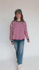 The Namara Striped Long Sleeve Tee in Magenta