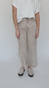 The Langdon Distressed Wide Leg Jean in Khaki