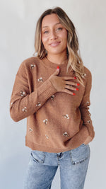 The Emberton Embroidered Detail Sweater in Brown