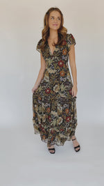 The Rafferty Floral V-Neck Maxi Dress in Black Multi