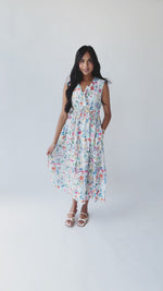 The Jaylyn Tie Front Midi Dress in Floral Multi